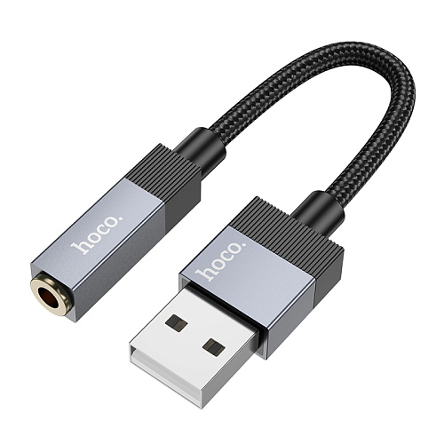 Переходник с USB на Jack 3.5 мм, UPA32D, HOCO, длина 0.15мм, цвет черный