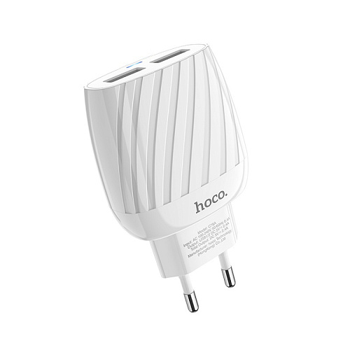 Сетевое зарядное устройство, 2 USB 2.4A (C78A), HOCO, белый