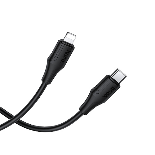Кабель Lightning to Type-C (PD), HOCO, X124, 1м, силиконовый, 27W, черный
