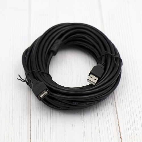 Кабель USB (папа)-USB (мама),  2.0 удлинитель, длина 9 м, цвет черный