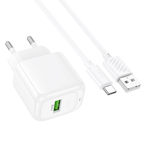 Сетевое зарядное устройство, 1 USB 3.0 QC (CS52A), HOCO, Type-C, белый