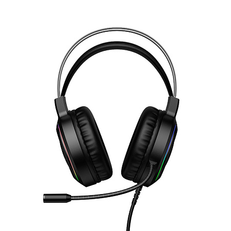 Проводные наушники W117, HOCO, подключение USB-A+3.5 мм, игровые с микрофоном, черный