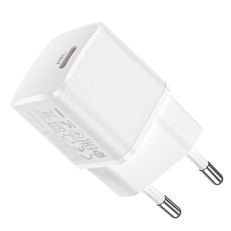 Сетевое зарядное устройство, 1 PD 20W + 1 USB 3.0 QC (N10), HOCO, Умная зарядка, белый