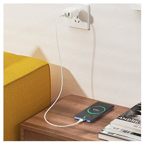Сетевое зарядное устройство, 1 PD 20W + 1 USB 3.0 QC (N5), HOCO, Type-C to Type-C, белый