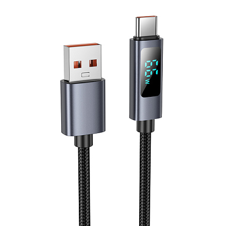 USB Кабель Type-C, HOCO, X112, 1 метр, с дисплеем, цвет черный