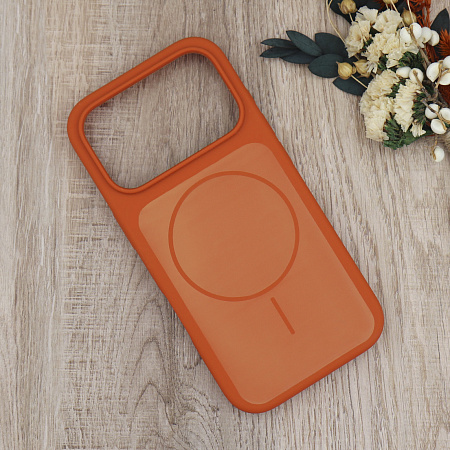 Чехол-накладка для iPhone 17 Pro, Silicon Case, магнитный (MagSafe), с дизайном, без лого, X-CASE, оранжевый