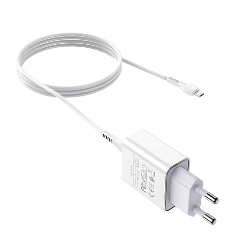 Сетевое зарядное устройство, 1 USB 2.1A (C81A), HOCO, Micro, белый