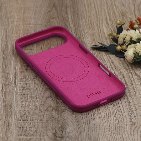 Чехол-накладка для iPhone 17 Air, Silicon Case, магнитный (MagSafe), с дизайном, без лого, X-CASE, винный