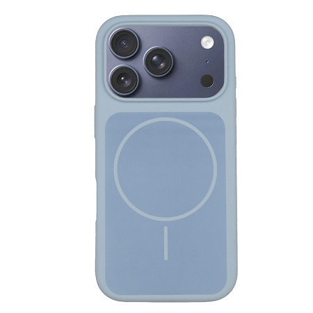 Чехол-накладка для iPhone 17 Pro Max, Silicon Case, магнитный (MagSafe), с дизайном, без лого, X-CASE, светло-голубой