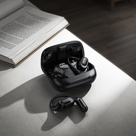 Беспроводные наушники EA11, HOCO, TWS с заушинами, костная проводимость, черный