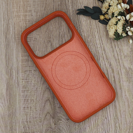 Чехол-накладка для iPhone 17 Pro, Silicon Case, магнитный (MagSafe), с дизайном, без лого, X-CASE, оранжевый