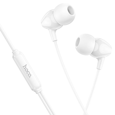 Проводные наушники M94, Universal earphones with microphone, HOCO, вакуумные, белые
