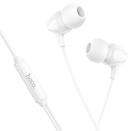 Проводные наушники M94, Universal earphones with microphone, HOCO, вакуумные, белые