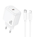 Сетевое зарядное устройство, 1 PD 25W (CS53A), HOCO, Type-C to Lightning, белый
