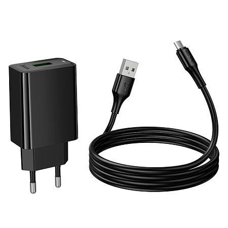 Сетевое зарядное устройство, 1 USB 3.0 QC (CS92A), HOCO, Micro, черный