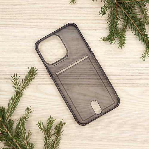 Чехол силиконовый для iPhone 13 Pro (6.1), с карманом для карт, X-CASE, затемненный