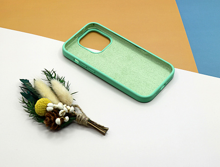 Чехол-накладка для iPhone 14 Pro, Silicon Case, без лого, мятный