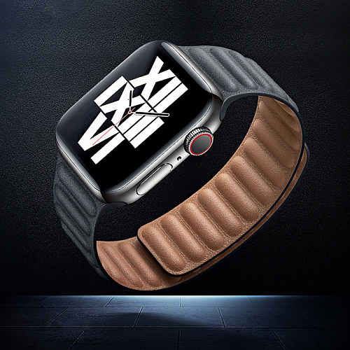 Ремешок на руку для Apple Watch 44/45/46/49 мм, HOCO, WA23, под кожу магнитный, черный