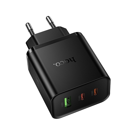 Сетевое зарядное устройство, 2 PD 65W + 1 USB 3.0 QC (N75), HOCO, черный