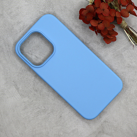 Чехол-накладка для iPhone 14 Pro, Silicon Case, без лого, голубой