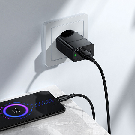 Сетевое зарядное устройство, 1 USB 3.0 QC (CS92A), HOCO, Micro, черный