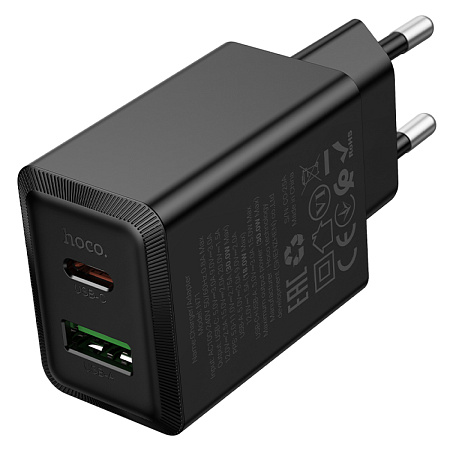 Сетевое зарядное устройство, 1 PD 30W + 1 USB 3.0 QC (N71), HOCO, черный