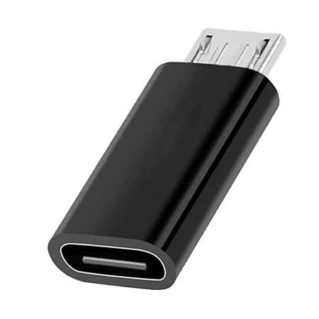 Переходник с Type-C (мама) на Micro USB (папа),  цвет черный