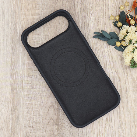 Чехол-накладка для iPhone 17 Air, Silicon Case, магнитный (MagSafe), с дизайном, без лого, X-CASE, черный