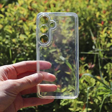 Чехол силиконовый для Samsung Galaxy S24 Plus, с защитой камеры, X-CASE, прозрачный