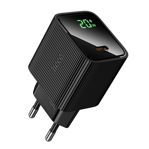 Сетевое зарядное устройство, 1 PD 20W  (CS82A), HOCO, с дисплеем, черный