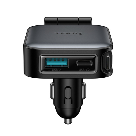 Автомобильное зарядное устройство, 1 USB QC3.0+1 PD 30W + кабель Type-C выдвижной (Z67), HOCO, черный