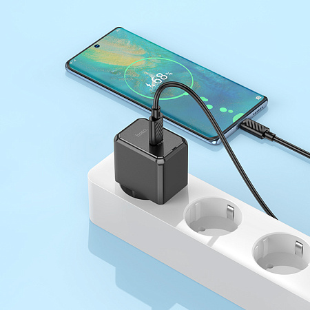 Сетевое зарядное устройство, 1 PD 30W (CS15A), HOCO, Type-C to Type-C, черный