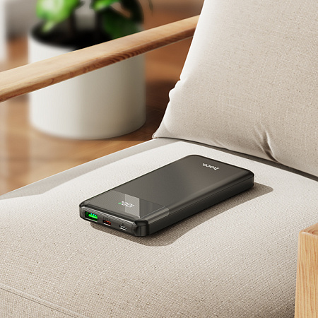 Универсальный Доп. Аккумулятор 10000mAh, J102, HOCO, выход: 1 USB (18W)+1 PD 20W, черный