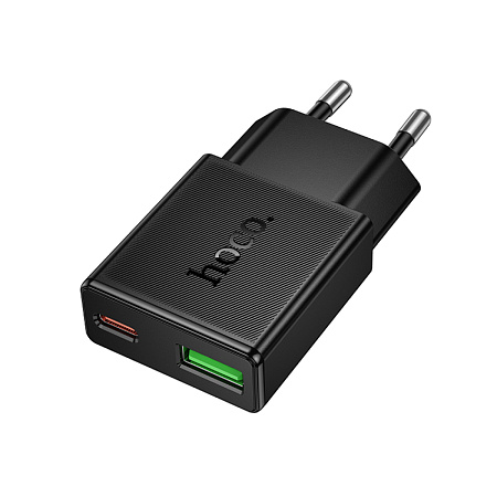 Сетевое зарядное устройство, 1 PD 20W + 1 USB 3.0 QC (N73), HOCO, черный