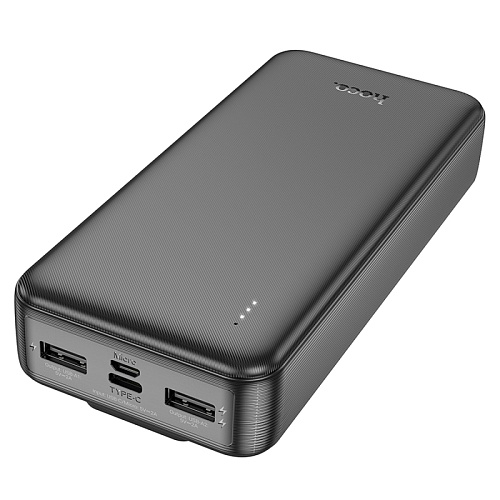 Универсальный Доп. Аккумулятор 20000mAh, J118A, HOCO, выход: 2 USB (5V/2A)+кабель Lightning/Type-C, черный