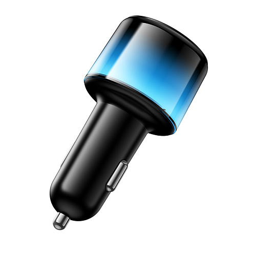 Автомобильное зарядное устройство, 1 USB QC3.0 12W, 2 PD 45W (Z69B), HOCO, с дисплеем, черный с синим