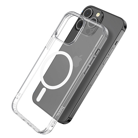Чехол силиконовый для iPhone 14 Pro Max, Магнитный (Magsafe), HOCO, прозрачный