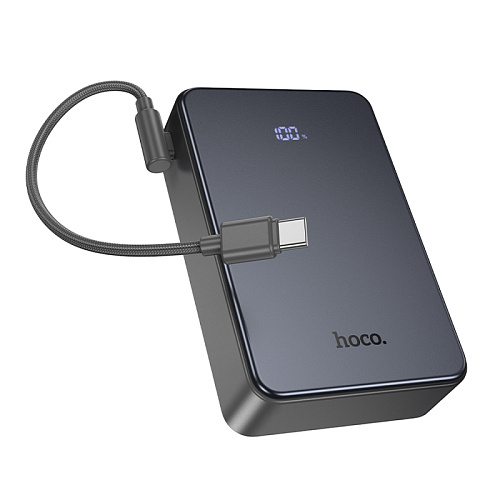 Универсальный Доп. Аккумулятор 20000mAh, J170A, HOCO, выход: 1 USB (22.5W), 1 PD (20W), с кабелем, черный