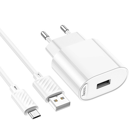 Сетевое зарядное устройство, 1 USB 10.5W (C109A), HOCO, Micro, белый