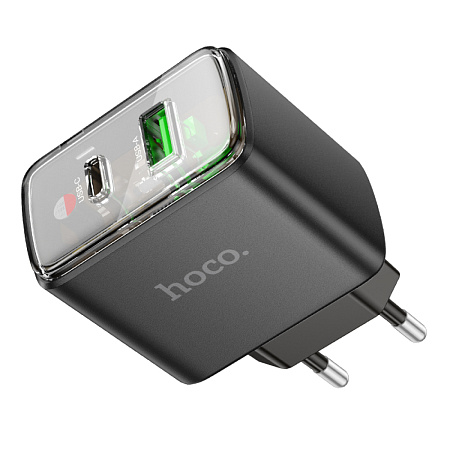 Сетевое зарядное устройство, 1 PD 30W + 1 USB 3.0 QC (CS42A), HOCO, черный