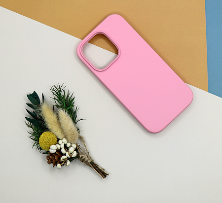 Чехол-накладка для iPhone 14 Pro, Silicon Case, без лого, бледно-розовый