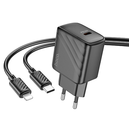 Сетевое зарядное устройство, 1 PD 30W (CS22A), HOCO, Type-C to Lightning, черный