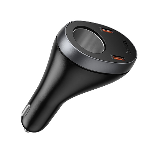 Разветвитель прикуривателя на 2 PD 60W +1 USB +1 прикуриватель, Z61A, с дисплеем, черный