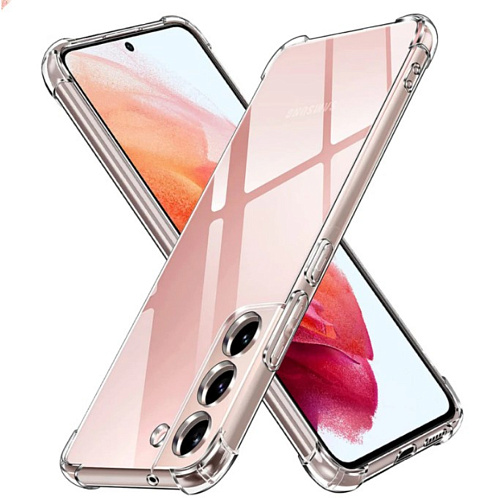 Чехол силиконовый для Samsung Galaxy S22, усиленные края, с защитой камеры, X-CASE, прозрачный