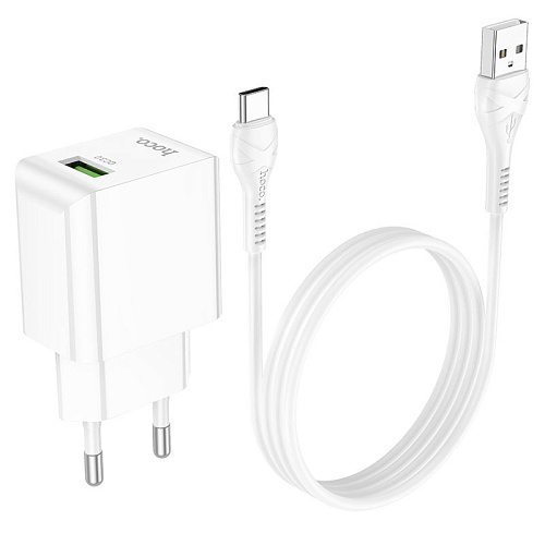 Сетевое зарядное устройство, 1 USB 3.0A (C98A), HOCO, Type-C, белый