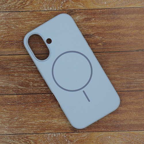 Чехол-накладка для iPhone 16, Silicon Case, магнитный (MagSafe), без лого, X-CASE, светло-голубой