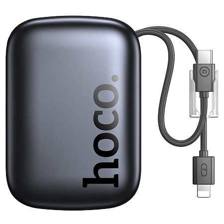 Универсальный Доп. Аккумулятор 20000mAh, Q55, HOCO, выход 1 USB (22.5W) + 1 PD (20W), кабель: Type-C, Lightning, серый