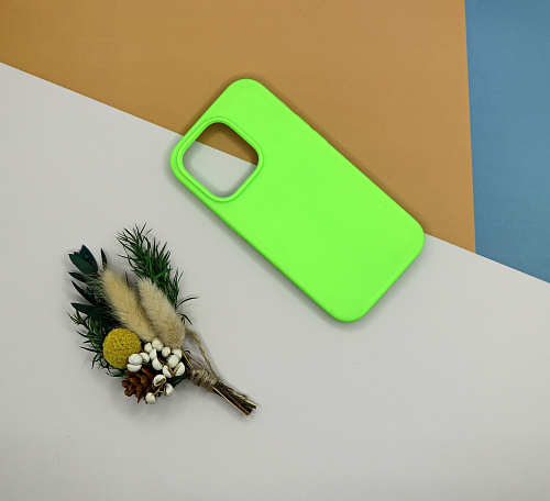 Чехол-накладка для iPhone 14 Pro, Silicon Case, без лого, ярко-зеленый