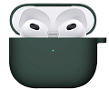 Чехол силиконовый для Airpods 3 case, X-CASE, темно-зеленый с карабином (Dark green)