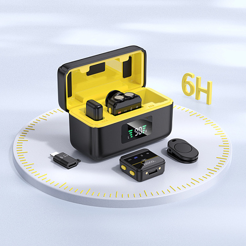 Беспроводной микрофон с приемником для Type-C и Lightning, L17, HOCO, черный